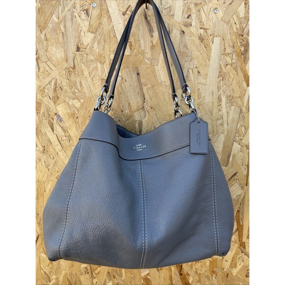 Coach Lexy Shoulder Bag F28997 Fog Gray Pebbled Leather Tote Purse Handbag - Picture 1 of 14